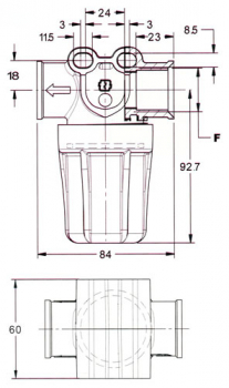 GEO Leitungsfilter mit klarem Gehäuse 1/2" IG