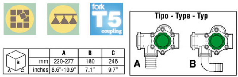Arag Main manual control valve series 471 | T5 fork connector