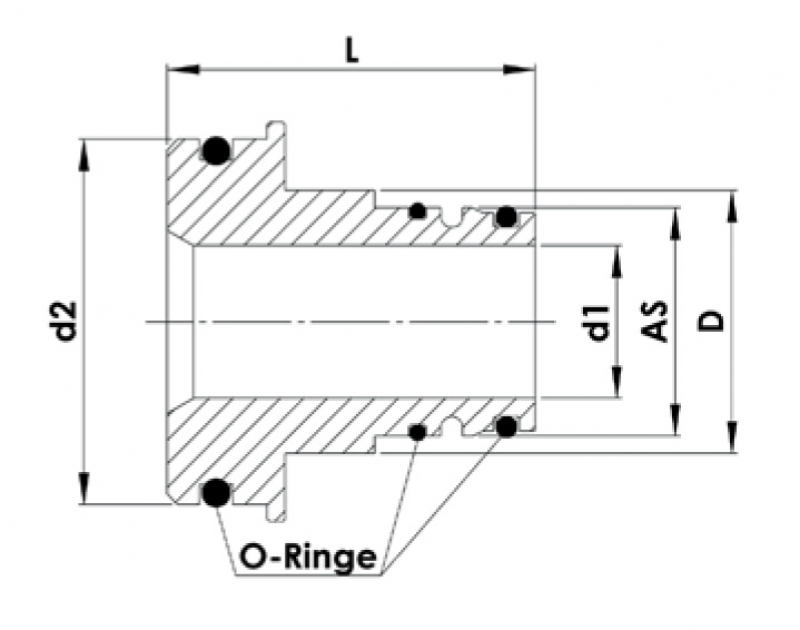 RAU Adapter 2" to plug-in fitting AS50 for 5-way ball valve
