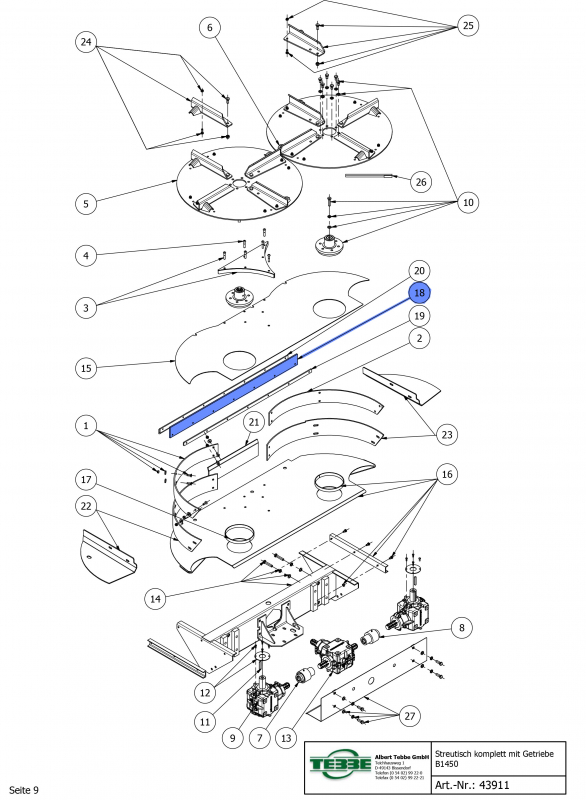 TEBBE Sealing rubber for spreader table bottom