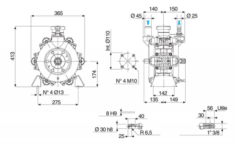 Comet Kolbenmembranpumpe BP 205 K - 20 bar