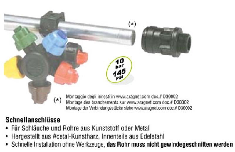 Arag Schnellanschluss gerade bis 10 bar
