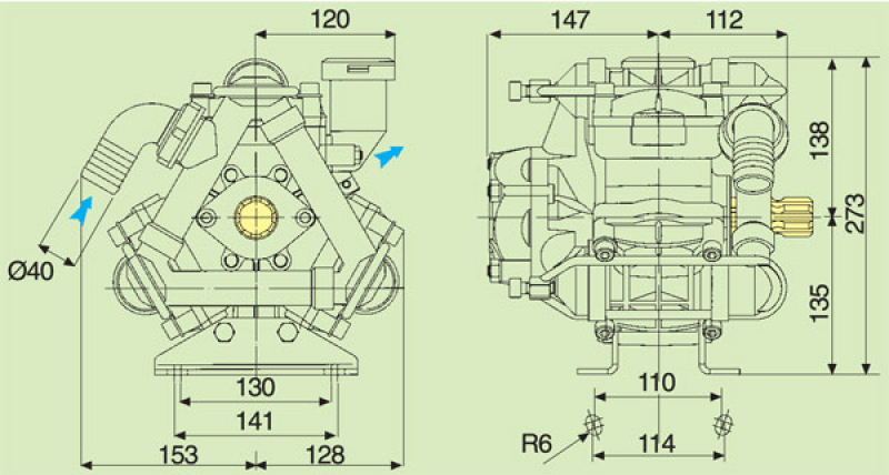 Comet Piston diaphragm pump BP 125 K - 20 bar